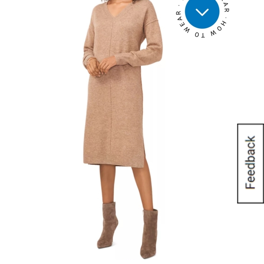 Vince Camuto Long Sleeve Tan Dress